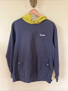 Only NY Navy Hoodie with Lime Yellow Hood Men’s Size Large